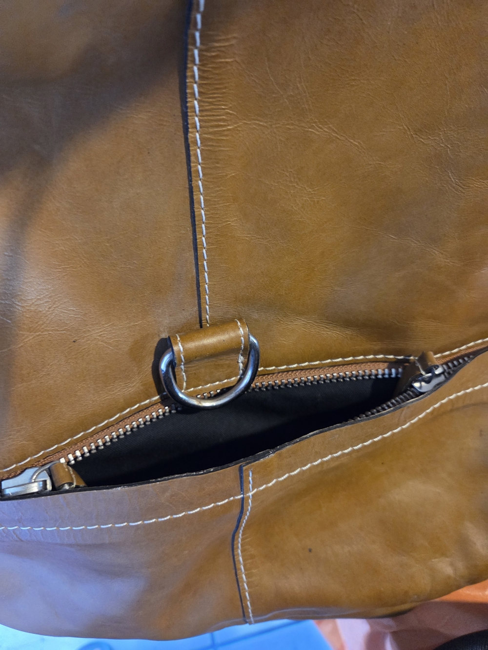 Pottery Barn Tan Leather Backpack with Front Hook - Picture 8 of 9